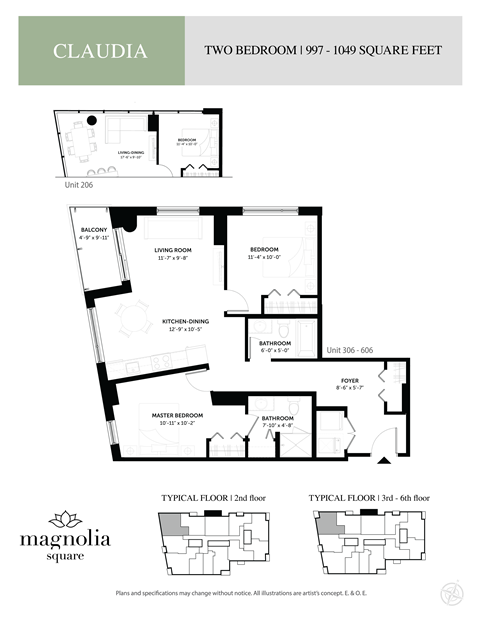 a floor plan of two bedrooms and two baths of the claddagh floor plan